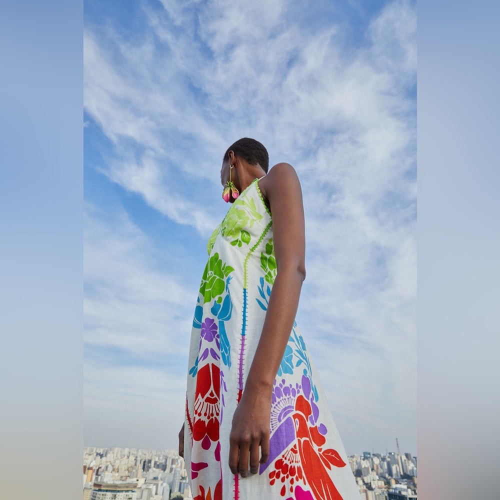 Farm Rio Tropical Graphic Maxi Dress Sz M Multicolor NWT - Picture 2 of 15